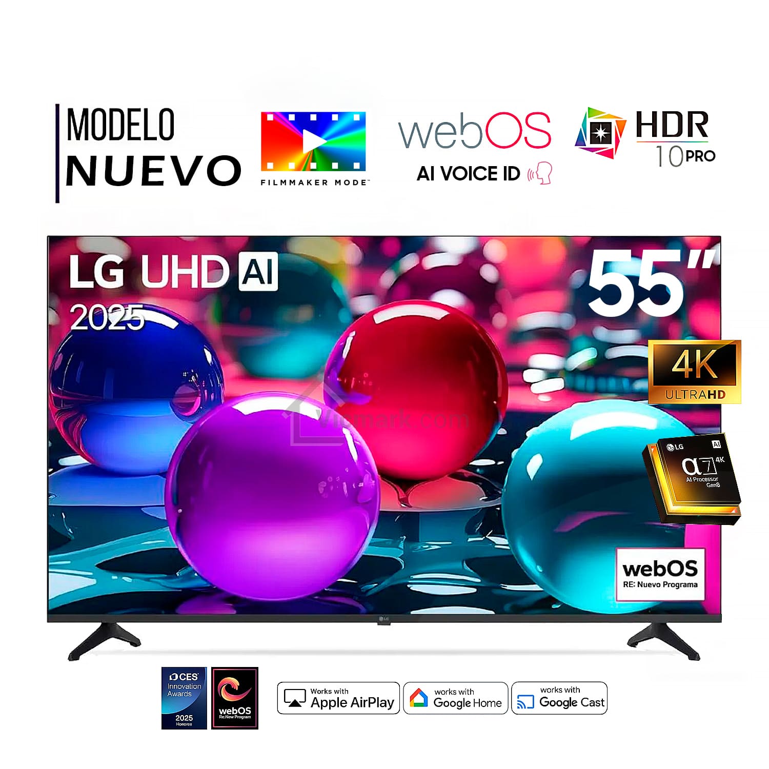 Televisor Lg 55"" Pulg Ultra HD 4K AI ThinQ 55UA7300 Modelo 2025- Negro