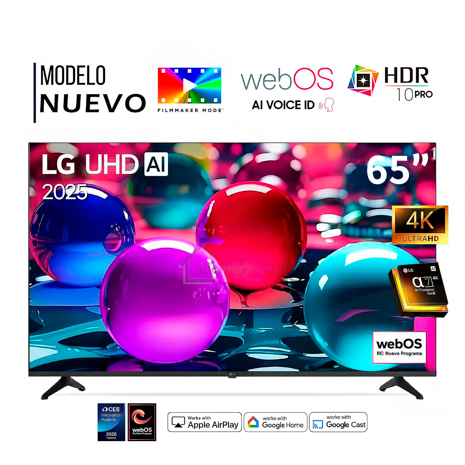 Televisor Lg 65 Pulg Ultra HD 4K AI ThinQ 65UA7300PSB Modelo 2025- Negro