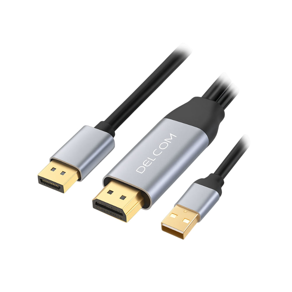 Cable HDMI a DP USB-A Delcom 4K 60Hz - Conexión de Alta Velocidad para Gaming y Streaming