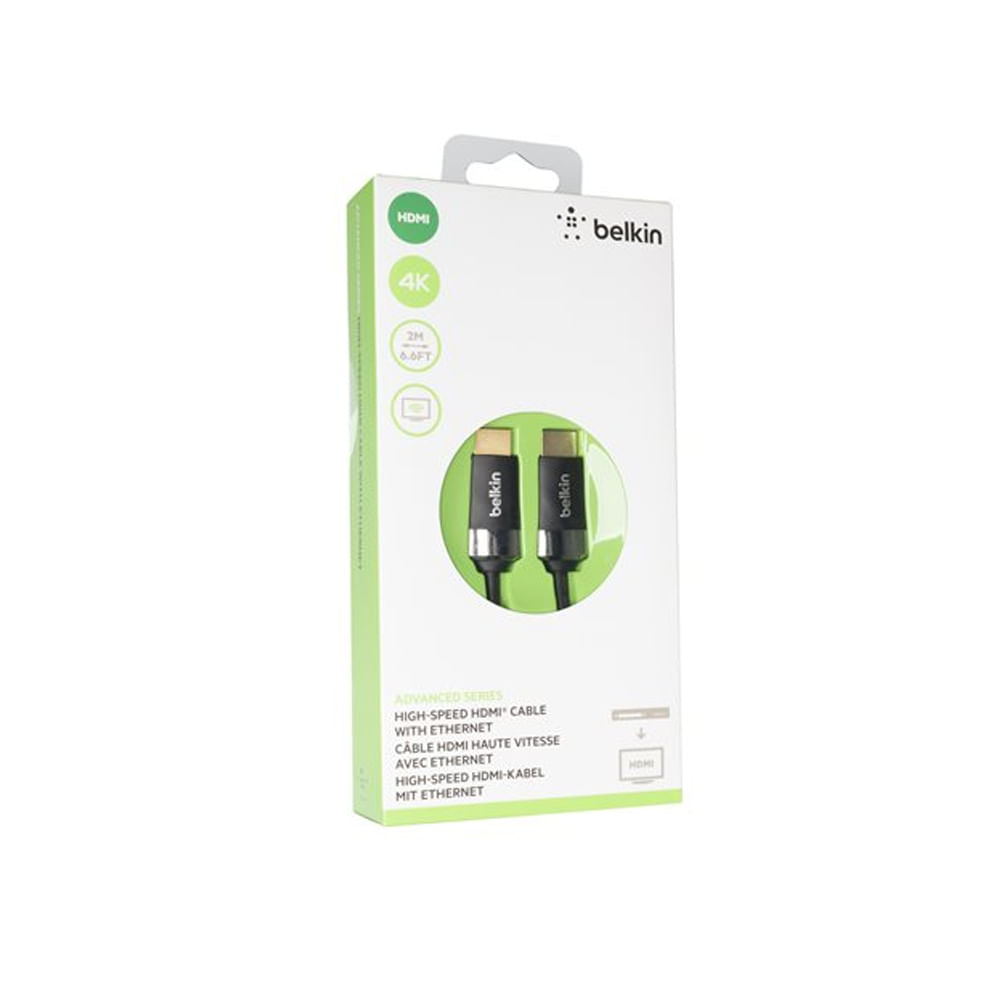 Cable HDMI Belkin de Alta Velocidad con Ethernet, 2 m, Macho a Macho, Conexión Estable y Rápida