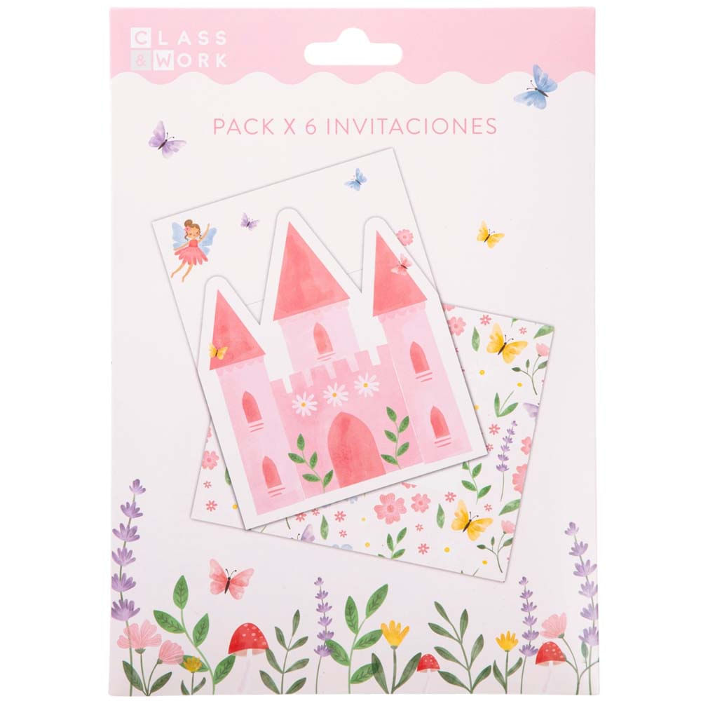 Pack de Invitaciones con sobre diseño de hadas CLASS&WORK 6un
