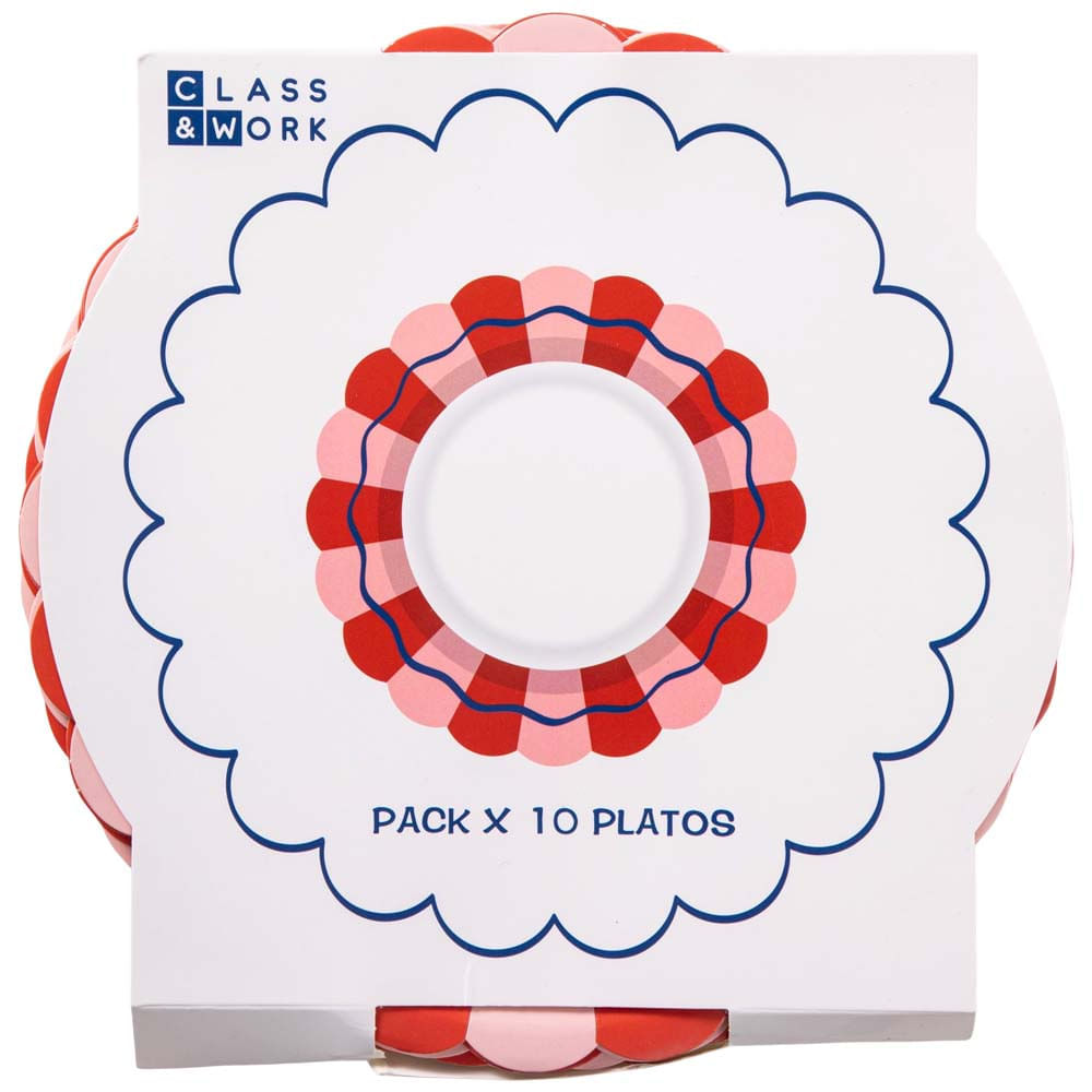 Pack de Platos diseño colorido CLASS&WORK rojo 10un