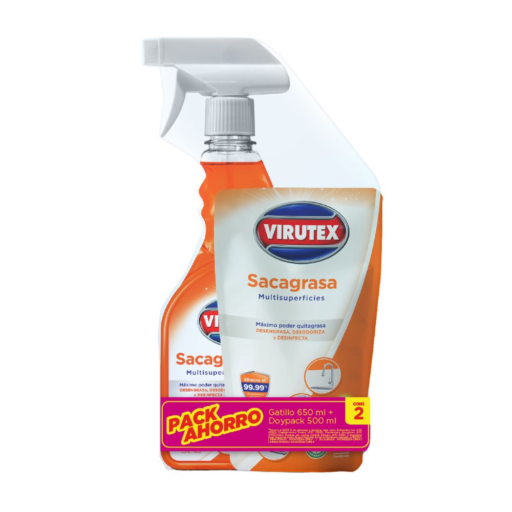 Combo Sacagrasa Gatillo 650ml + Doypack 500ml Virutex