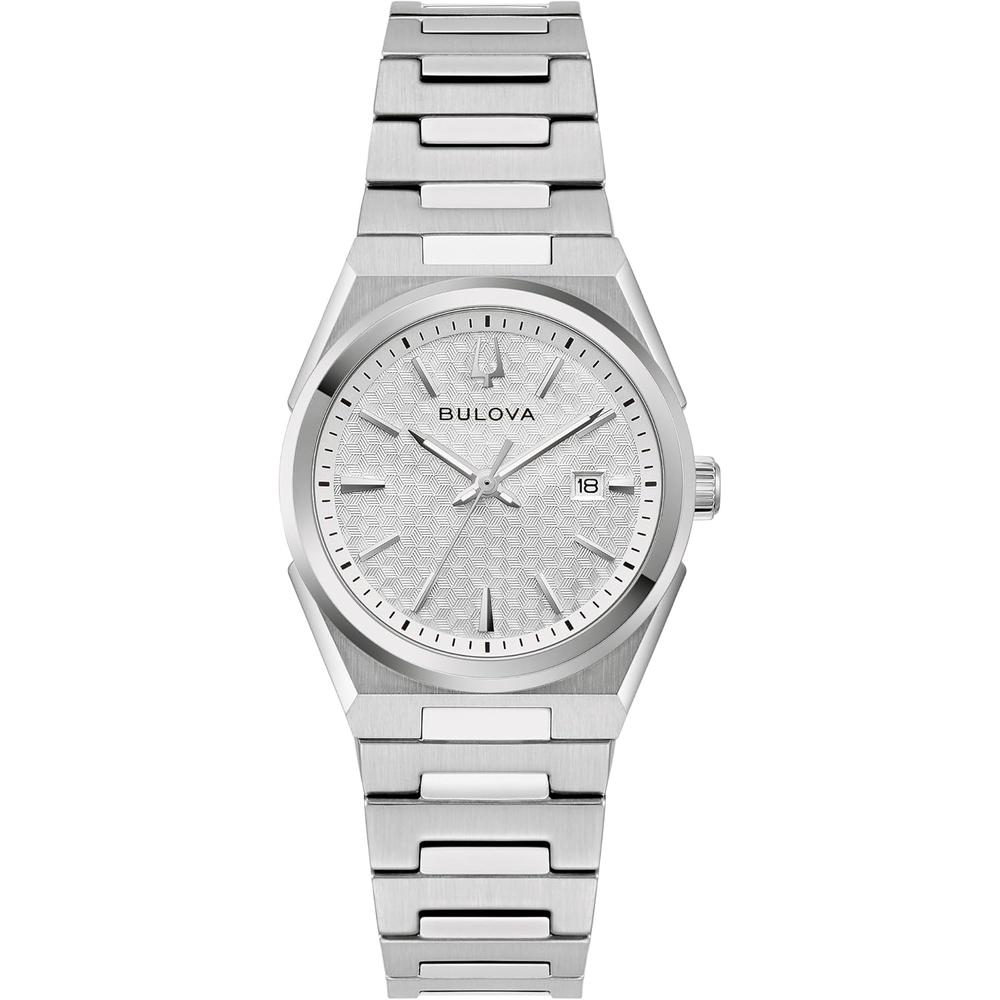 Bulova reloj clásico mujer cuarzo 3 agujas calendario fecha brazalete acero | Plata