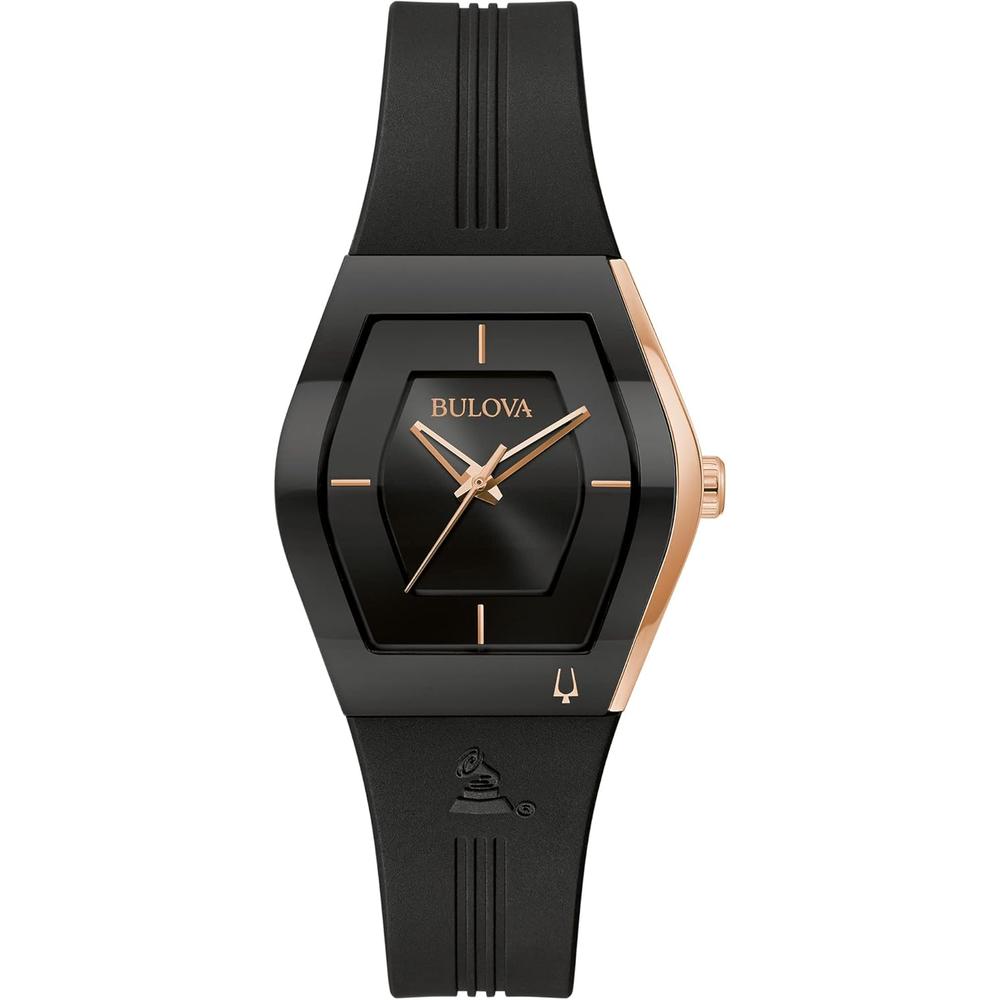 Bulova reloj Latin Grammy Gemini mujer cuarzo acero correa silicona cristal | Negro
