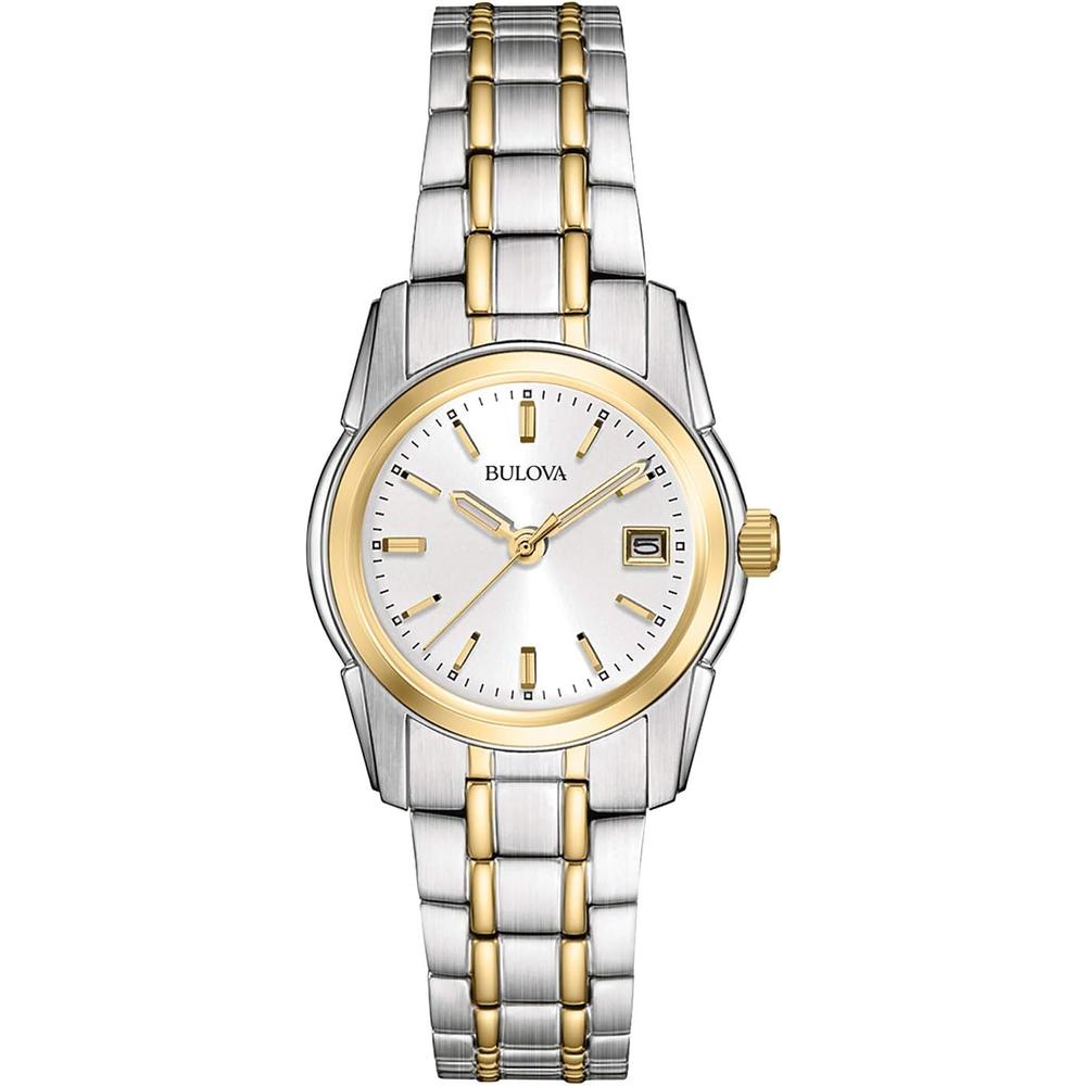 Bulova reloj clásico para mujer de acero inoxidable con cuarzo y calendario | Oro/Plata