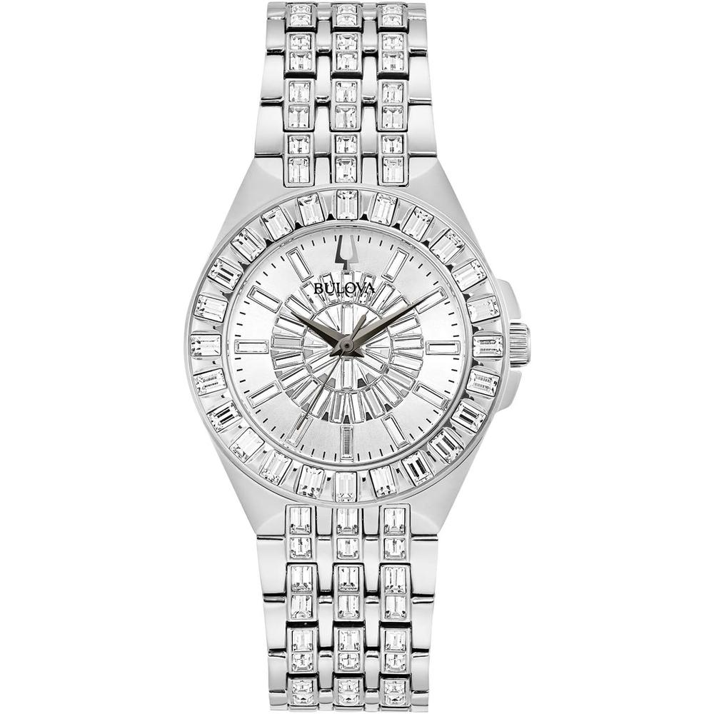 Bulova reloj Crystal Phantom mujer cuarzo 3 agujas acero 110 cristales baguette | Plateado