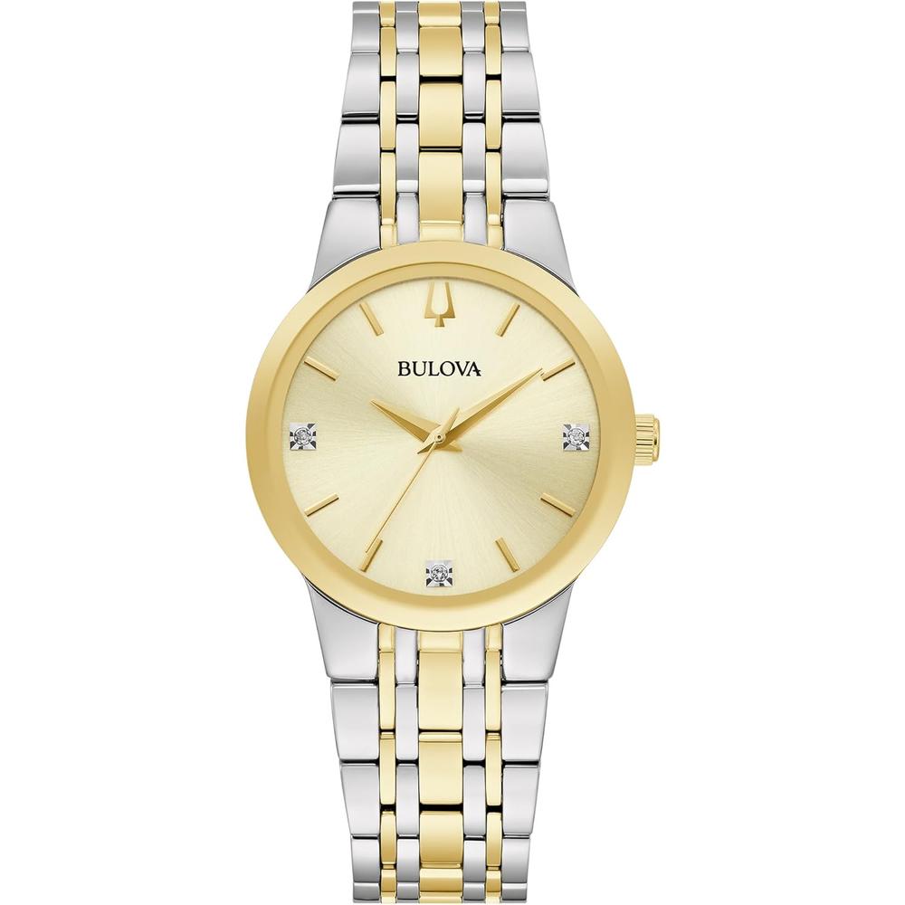 Bulova reloj mujer moderno bicolor cuarzo 3 agujas acero esfera diamantes | Oro/Plata