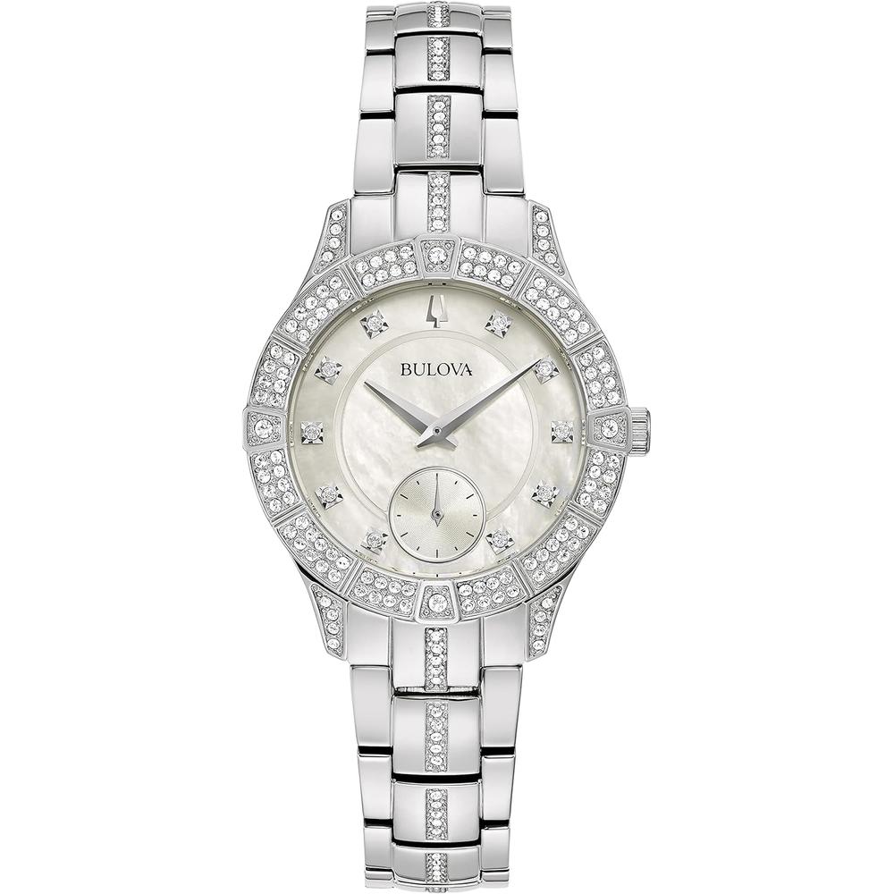 Bulova reloj Crystal Phantom mujer cuarzo 3 agujas segundero pequeño nácar | Plateado