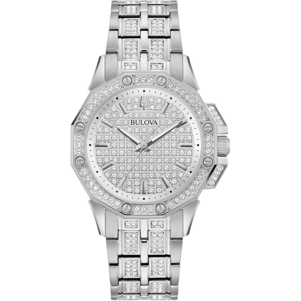 Bulova reloj Octava de mujer 3 agujas de cuarzo esfera y bisel de cristal | Plateado