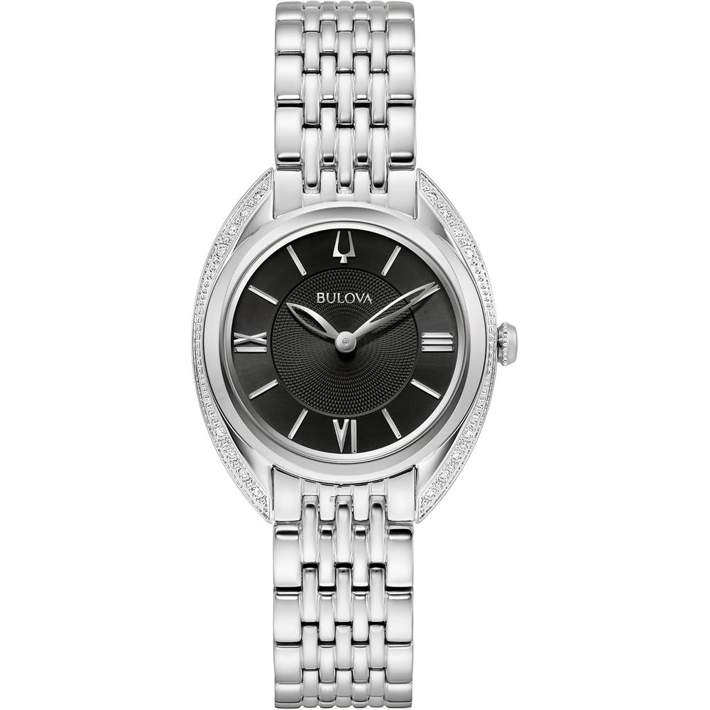 Bulova reloj clásico mujer cuarzo 2 agujas diamantes acero | Plata