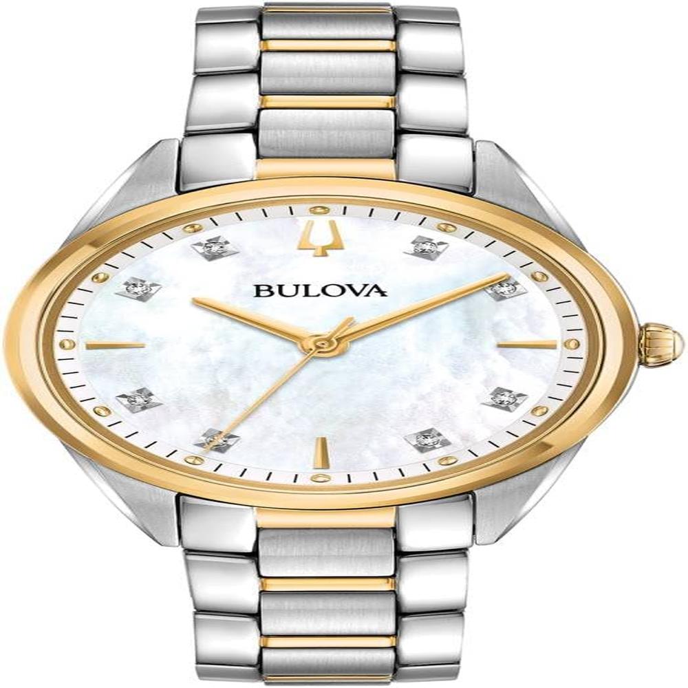 Bulova reloj Sutton cuarzo mujer acero inoxidable 3 agujas nácar diamantes | Plateado
