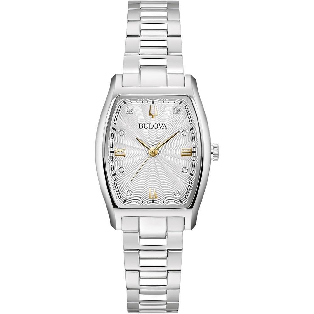 Bulova reloj clásico mujer vestir cuarzo 3 agujas diamantes brazalete acero | Plata