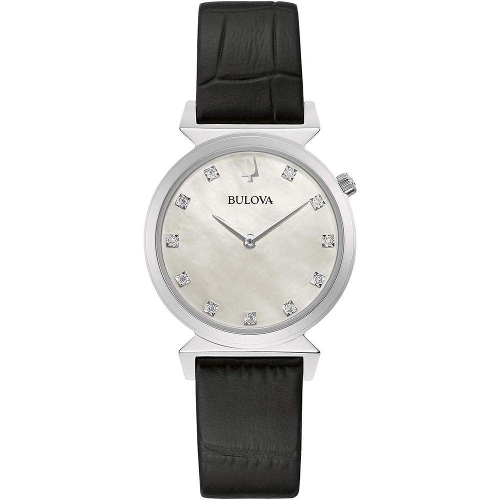 Bulova set regalo mujer reloj cuarzo 3 agujas collar colgante nácar | Negro