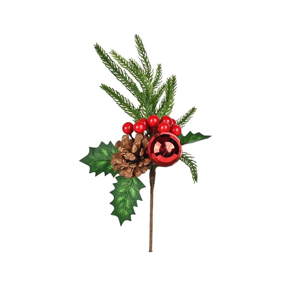 NAVIDAD - Pines set de 4 con cerezas esfera piñas y hojas modelo N2