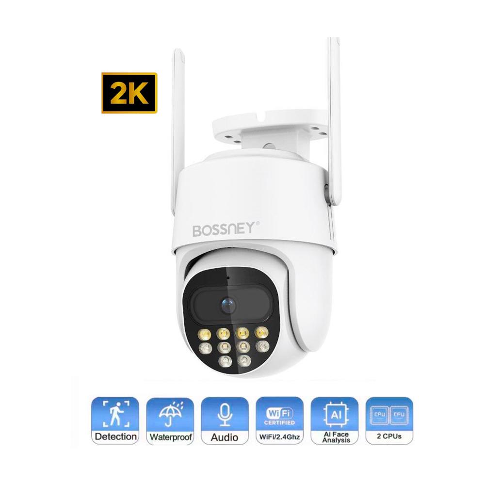 Cámara de Seguridad Bossney BS-H9017 2K Blanco Exterior