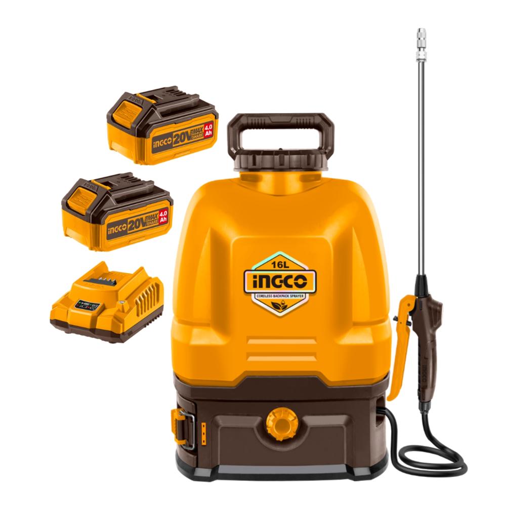 Mochila Fumigadora Inalambrica 16L + 2 Baterias 4A.h y Cargador 20v Ingco CSPLI201644