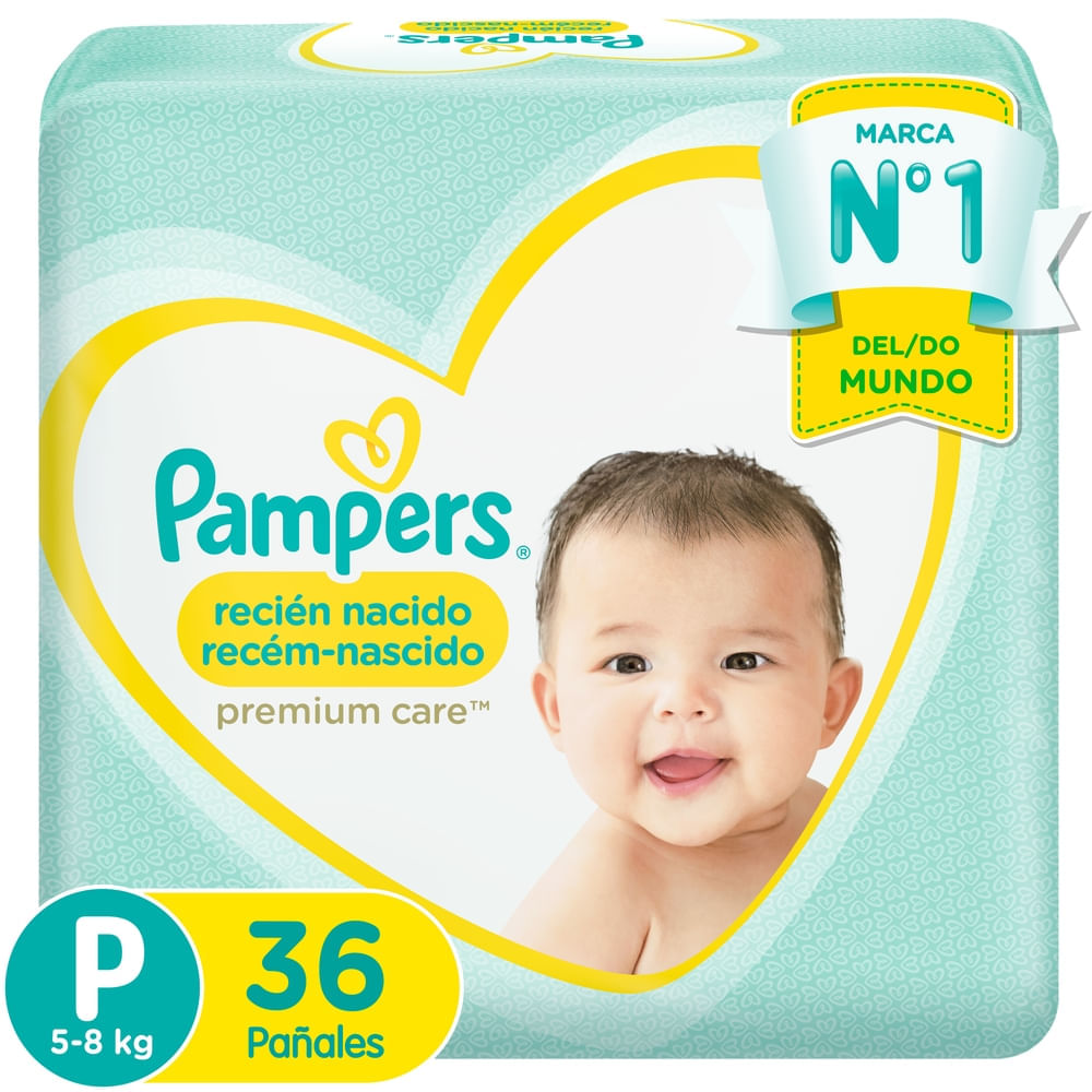 Pañales para Bebé Desechables PAMPERS Premium Care Recién Nacido Talla P Bolsa 36un Pañales para Bebé Desechables PAMPERS Premium Care Recién Nacido Talla P Bolsa 36un
