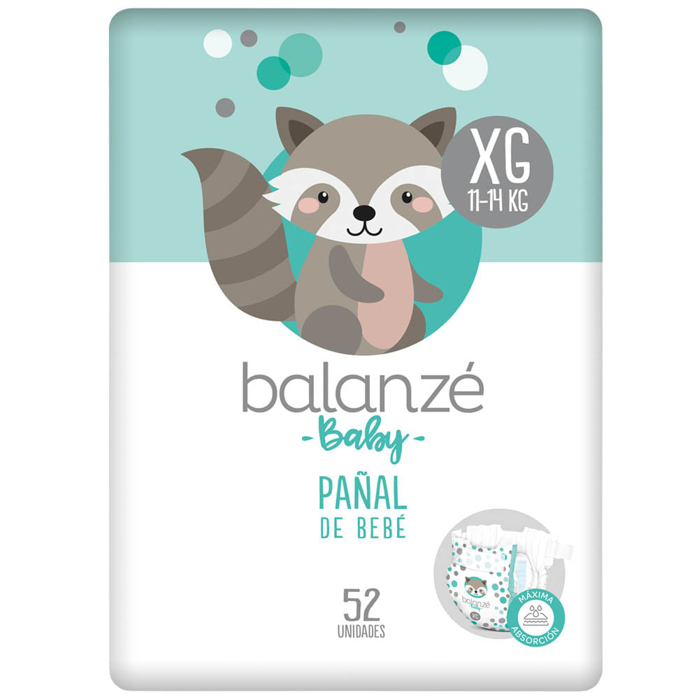 Pañal para Bebé BALANZÉ BABY Talla XG Paquete 52un Pañal para Bebé BALANZÉ BABY Talla XG Paquete 52un