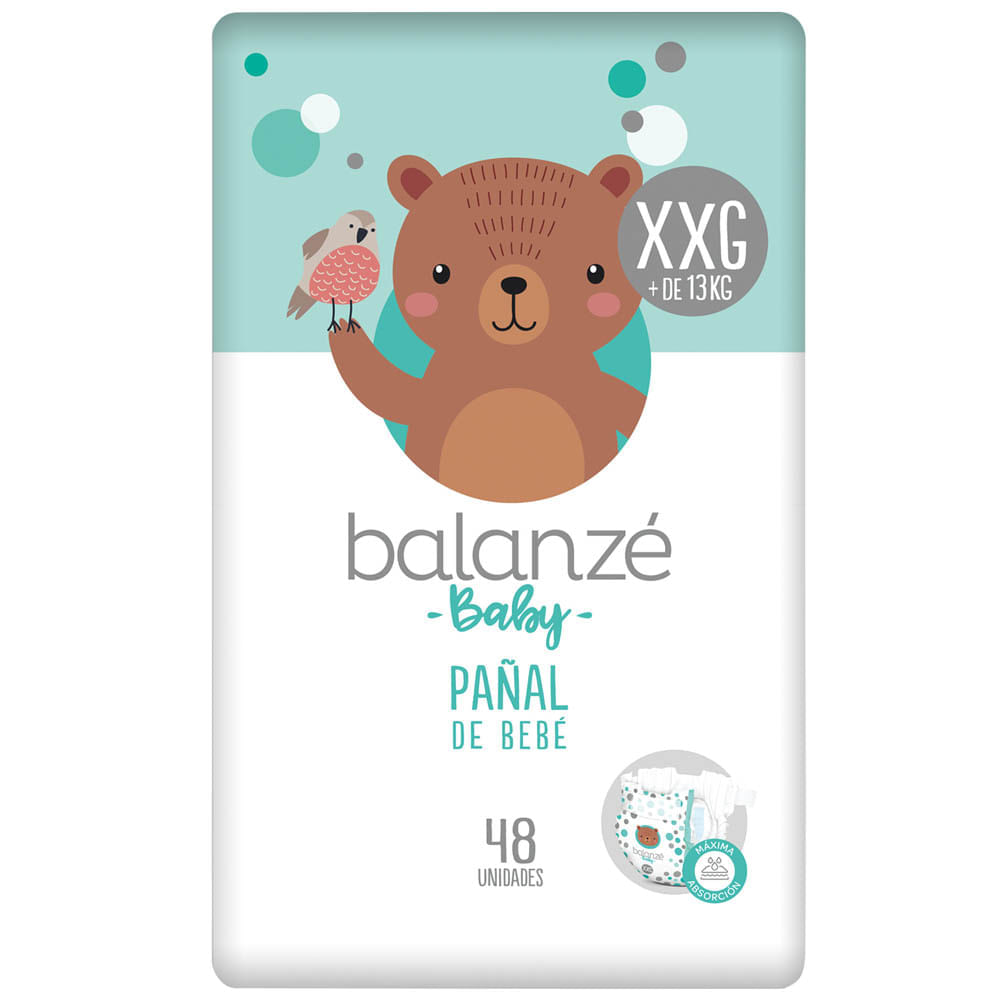 Pañal para Bebé BALANZÉ BABY Talla XXG Paquete 48un Pañal para Bebé BALANZÉ BABY Talla XXG Paquete 48un