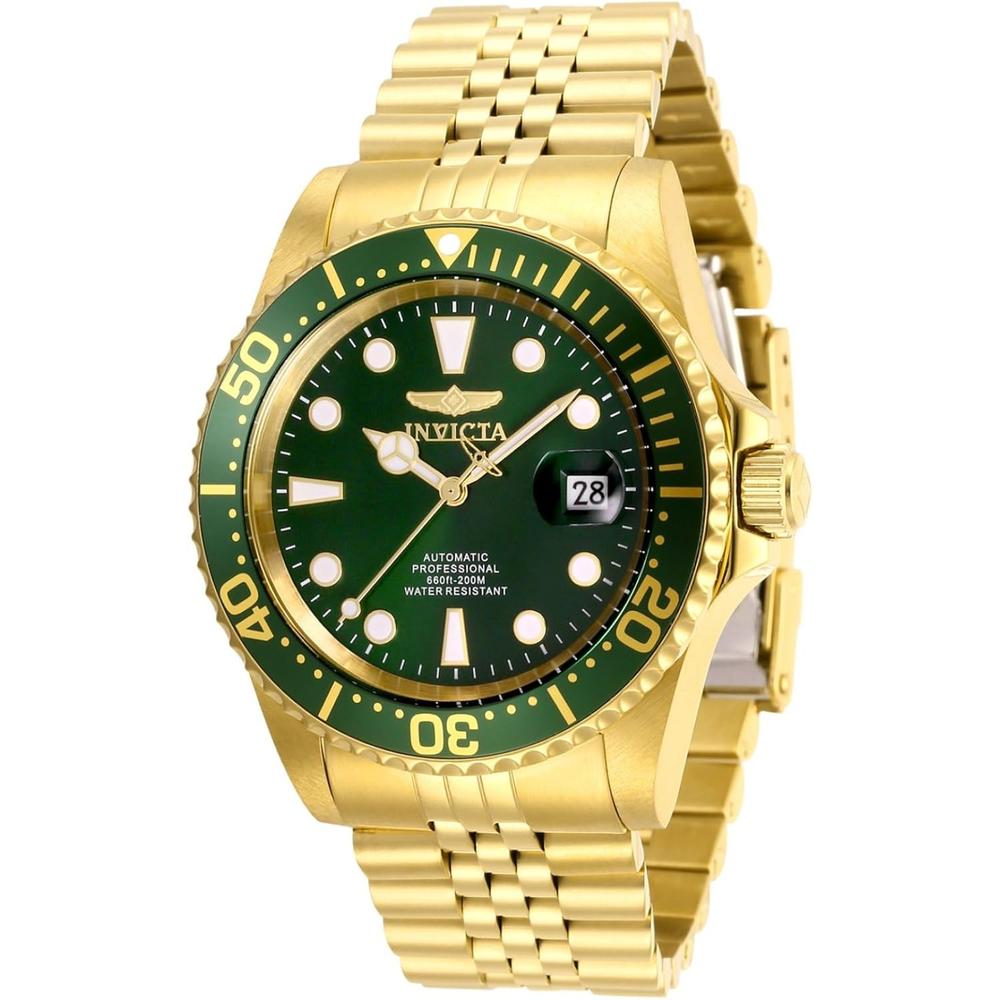 Reloj Invicta Pro Diver para hombre resistente al agua acero inoxidable | Oro y Verde