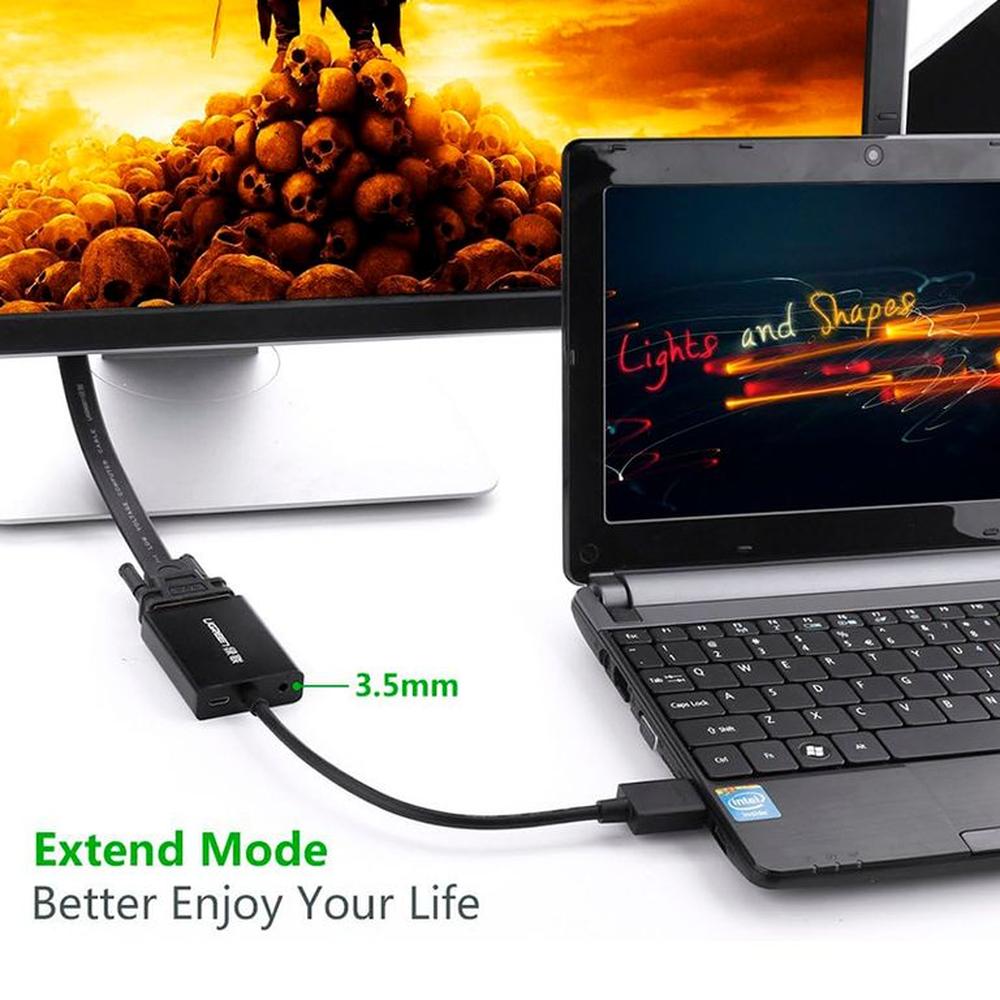 Adaptador HDMI a VGA + 35mm Audio - Ugreen 40233 Adaptador HDMI a VGA + 35mm Audio - Ugreen 40233