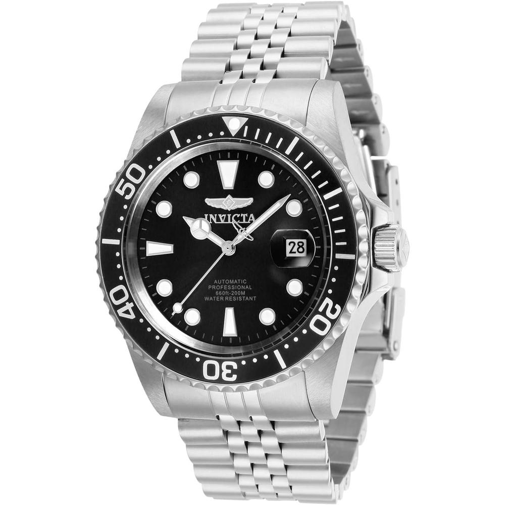 Reloj Invicta Pro Diver para hombre resistente al agua automático | Plateado y Negro Mate