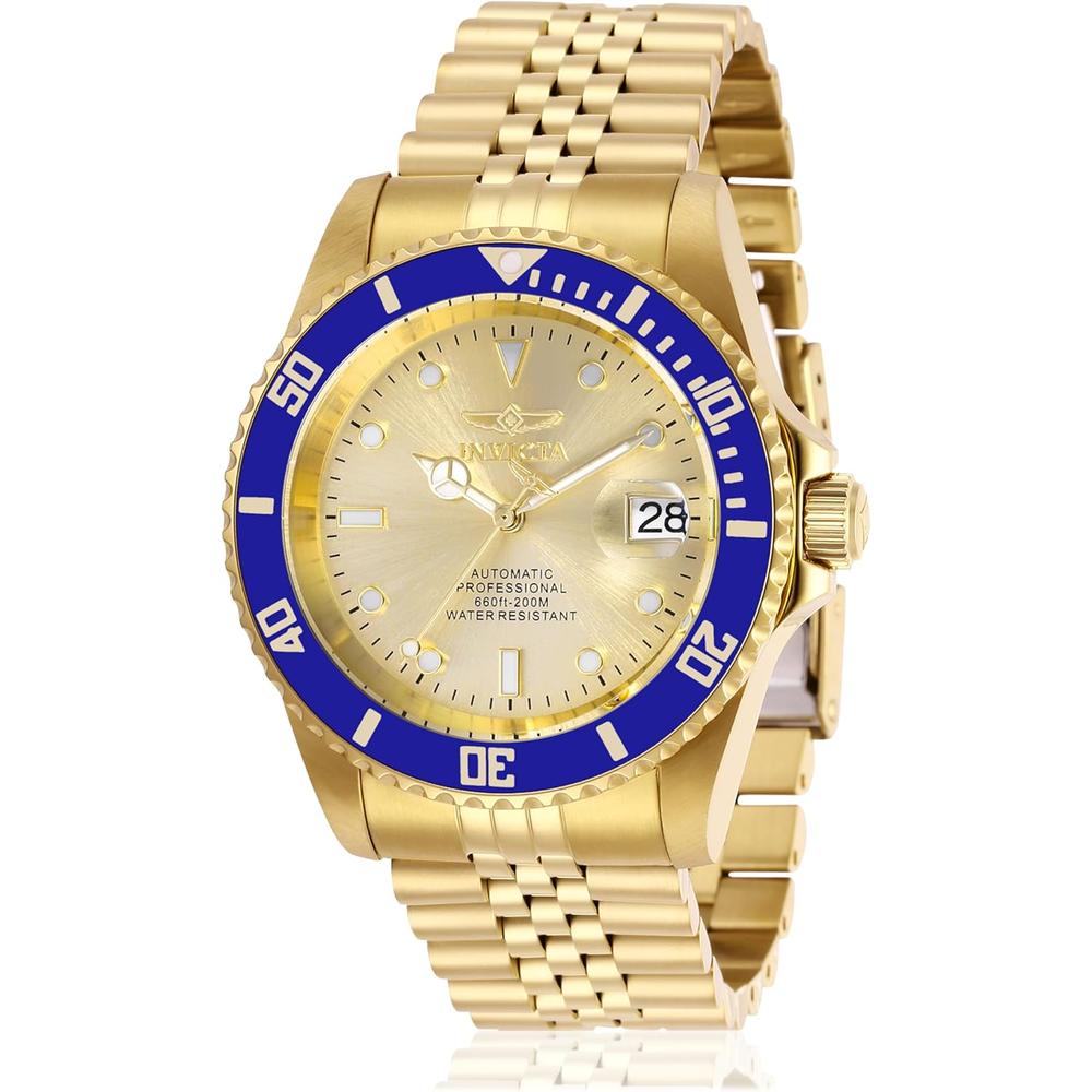 Reloj Invicta Pro Diver para hombre estilo buzo cristal mineral | Oro y Azul