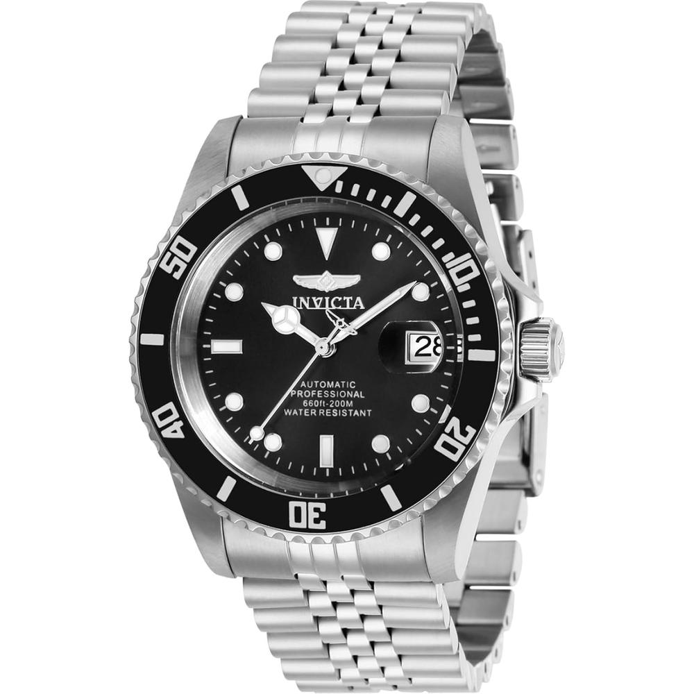 Reloj Invicta Pro Diver para hombre estilo buzo bisel unidireccional | Plateado y Negro Mate