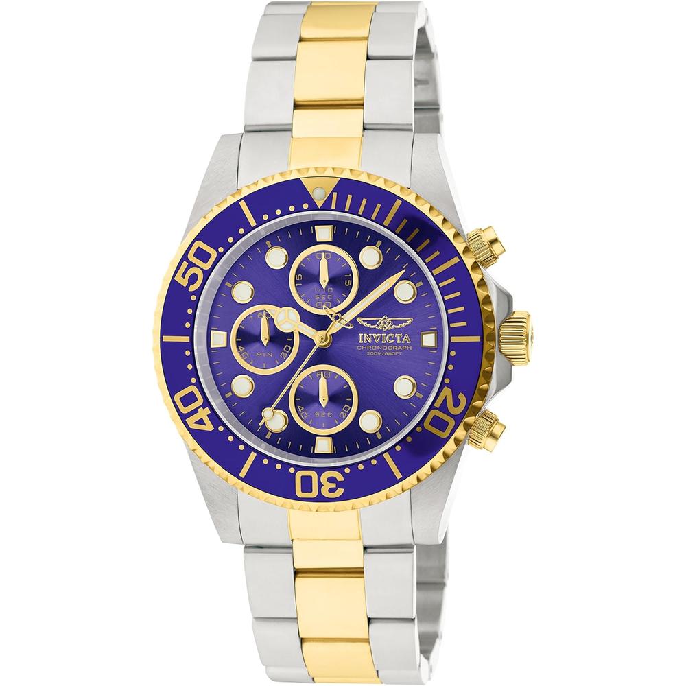 Reloj Invicta Pro Diver para hombre corona de empuje acero inoxidable | Plateado y Azul