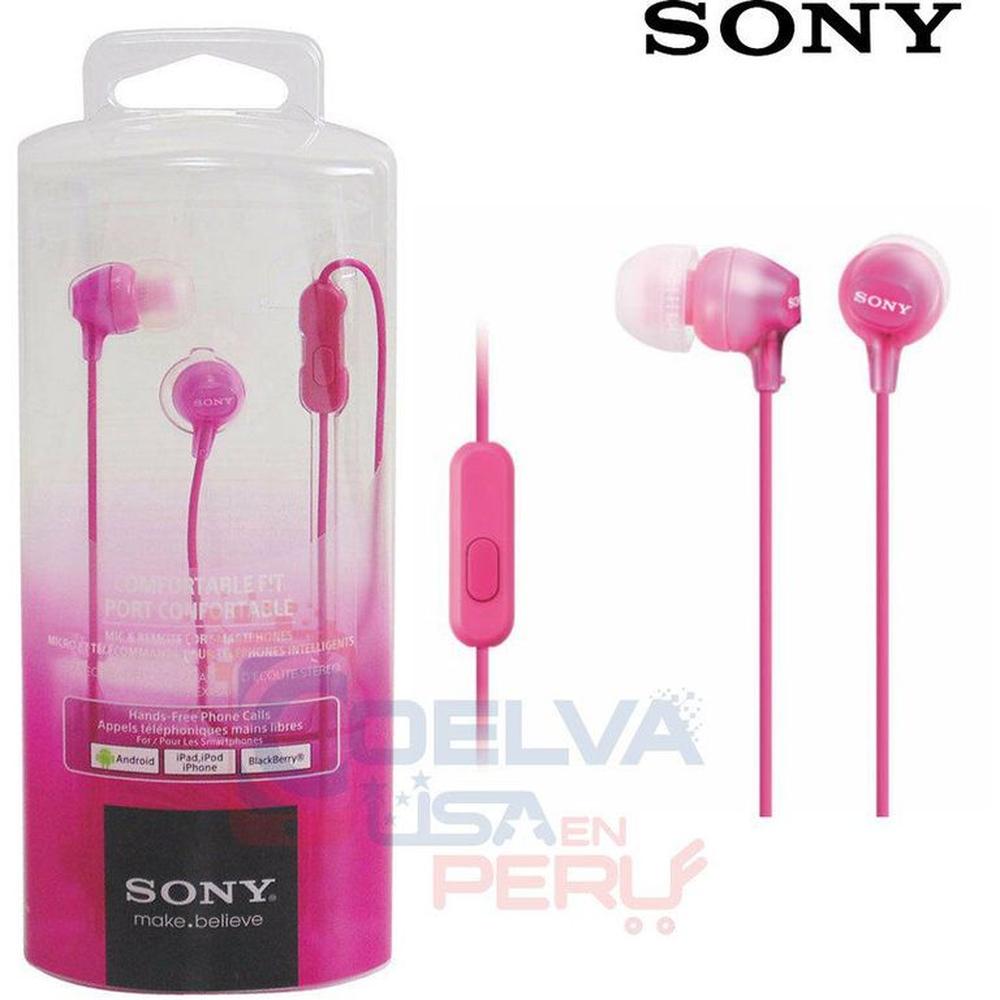Audífonos sony ex15ap extra bass earbuds micrófono rosado