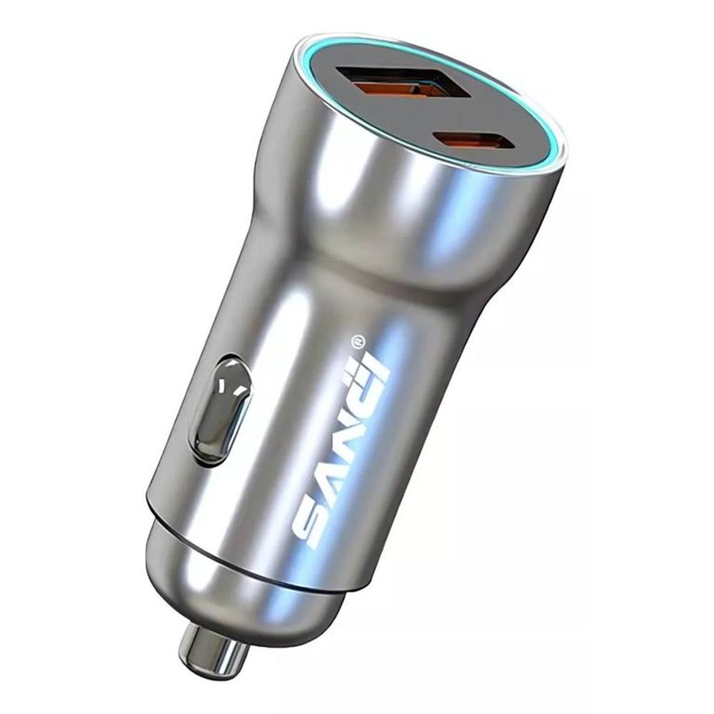 Cargador Auto 65w Dual Usb Tipo C + A Con Cable Rápido