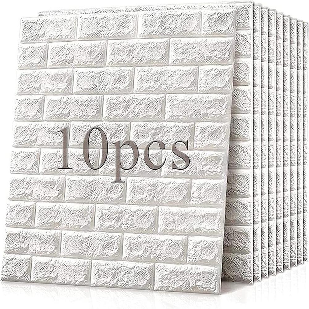 Papel Tapiz Autoadhesivo Decoración 3D Ladrillo Blanco 10 Pc