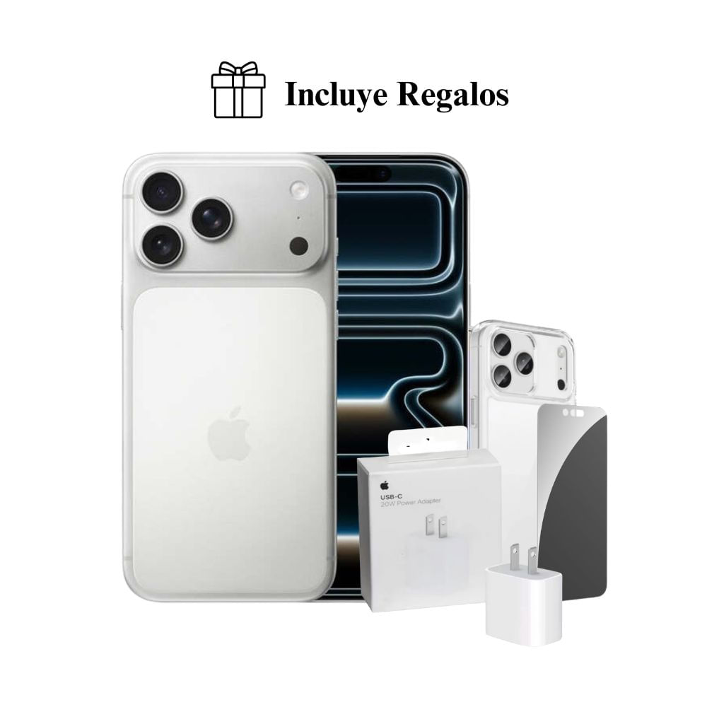 Apple iPhone 17 Pro Max Apple Intelligence 256GB (eSIM) - Silver + Combo de Regalo Apple iPhone 17 Pro Max Apple Intelligence 256GB (eSIM) - Silver + Combo de Regalo