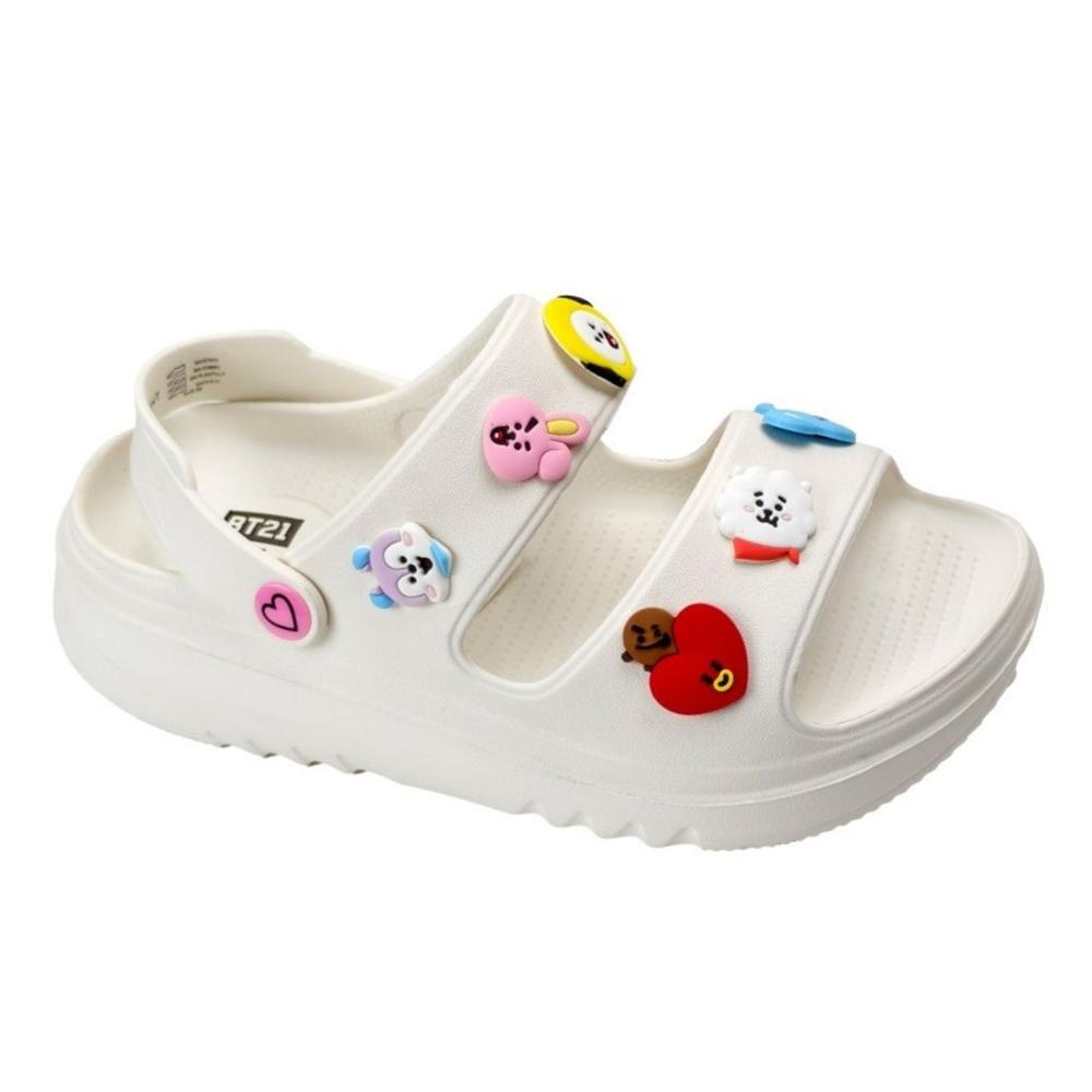 Sandalias Mujer Playera Plataforma BT21 Blanco Talla 36