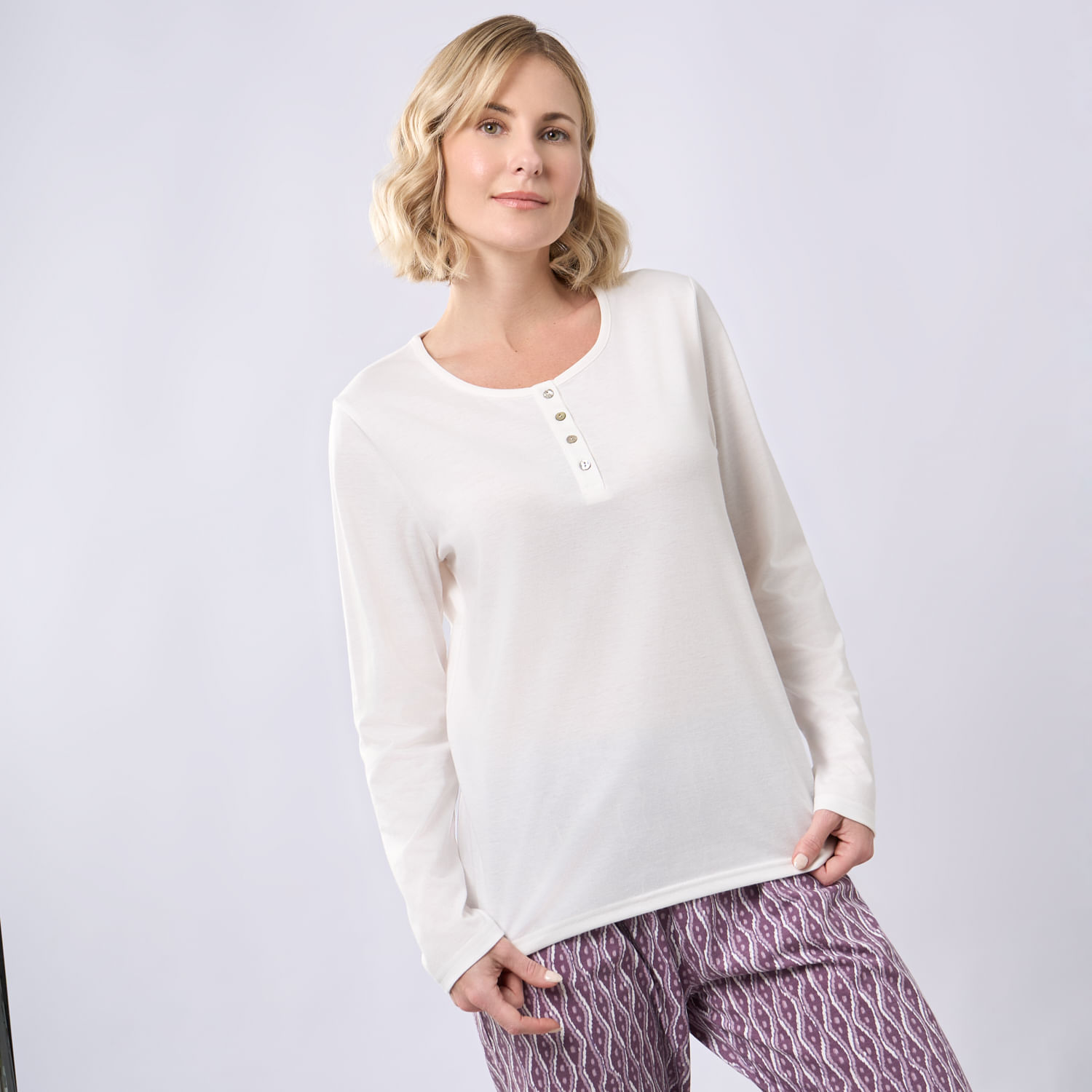 Polo Pijama Mujer Round Zafin Manga Larga Algodón