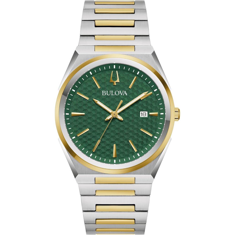 Bulova reloj clásico vestir hombre cuarzo 3 agujas acero | Oro/Plata/Verde
