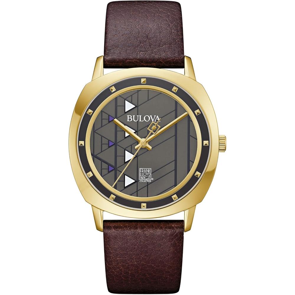 Bulova reloj Frank Lloyd Wright Hollyhock House de hombre cuarzo 3 agujas | Marrón
