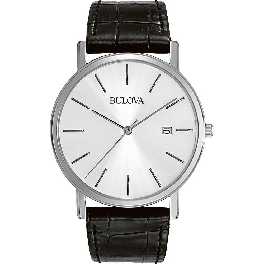 Bulova reloj clásico para hombre con cuarzo y calendario correa de cuero | Negro