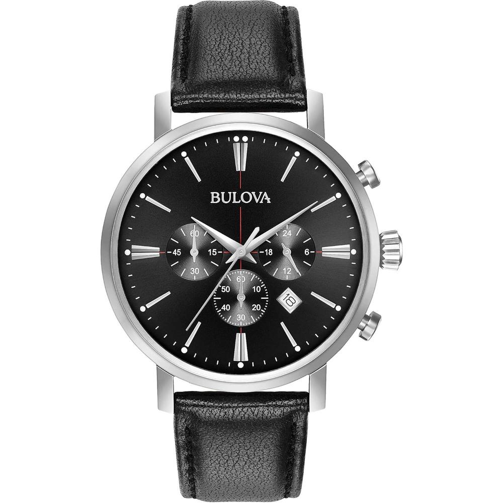 Bulova reloj cronógrafo Aerojet clásico hombre de acero inoxidable 6 agujas | Negro