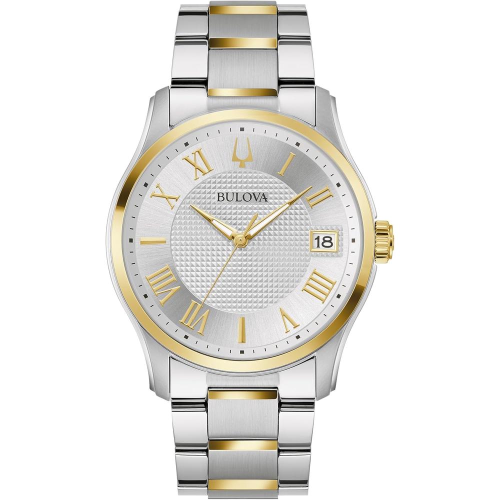 Bulova reloj clásico Wilton de hombre 3 agujas de cuarzo esfera plateada | Oro/Plata