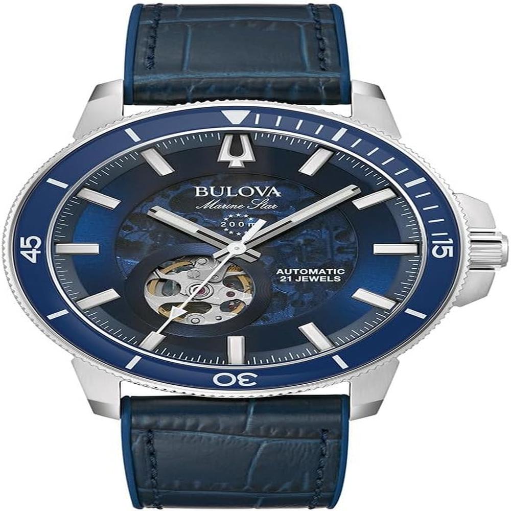 Bulova reloj Marine Star hombre serie C automático 3 agujas bisel giratorio | Azul