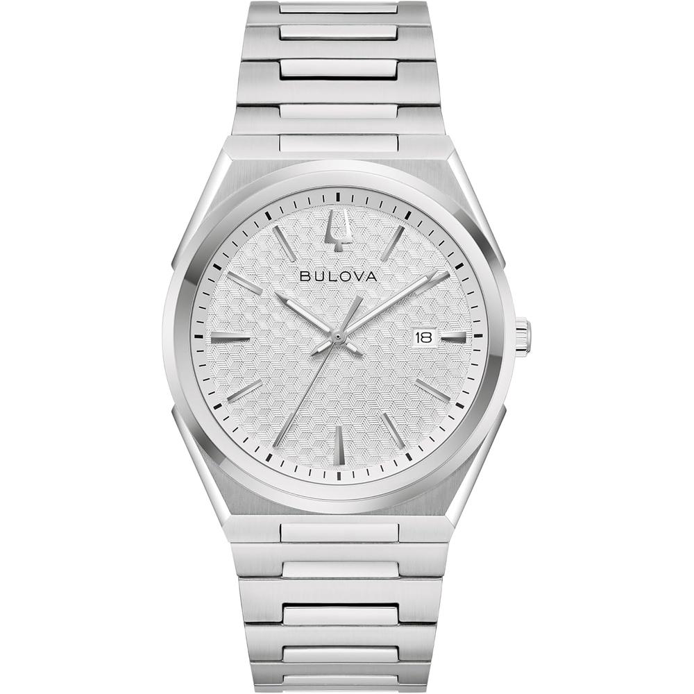 Bulova reloj clásico de vestir de hombre cuarzo 3 agujas acero inoxidable | Plata