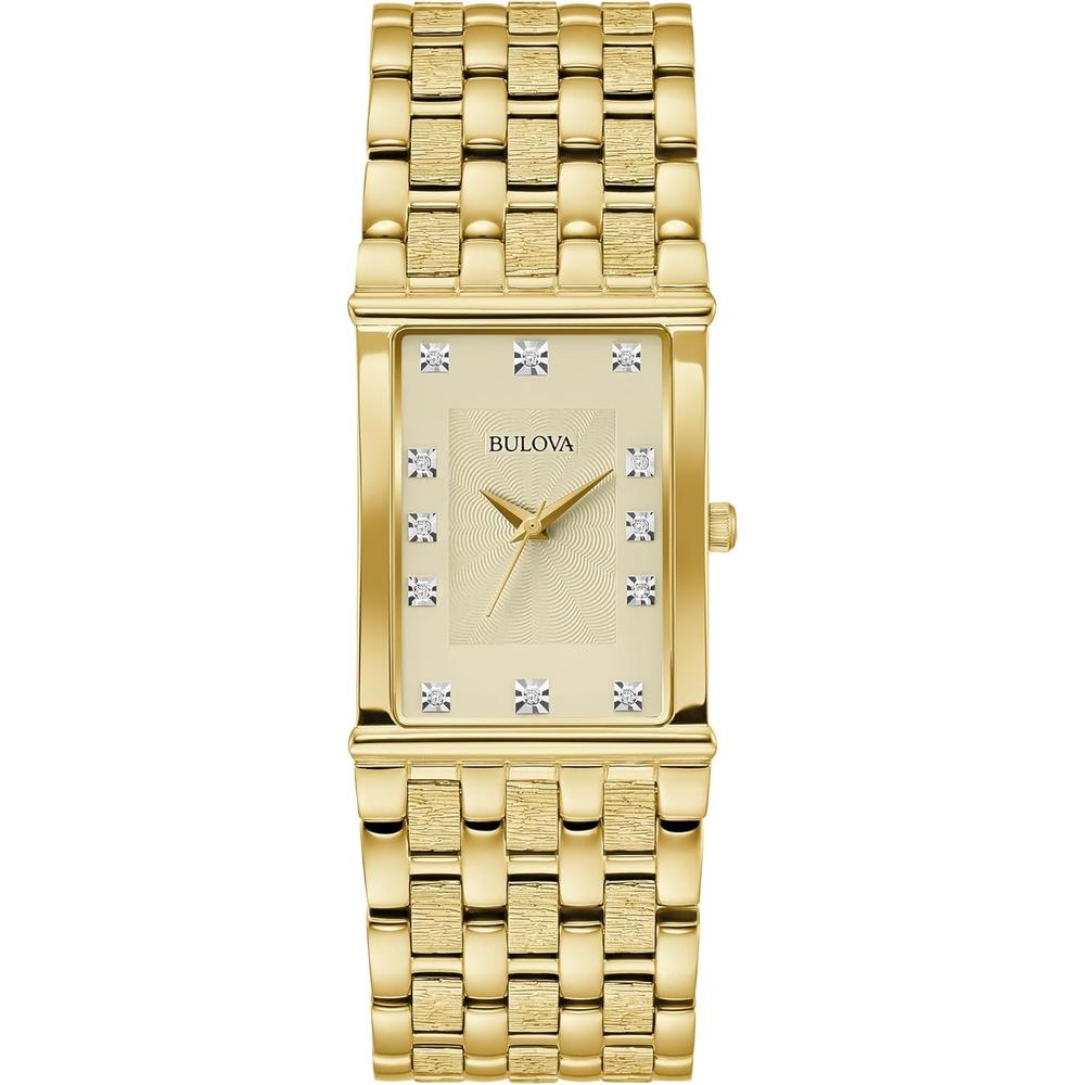 Bulova reloj clásico para hombre de acero inoxidable con cuarzo y diamantes | Oro