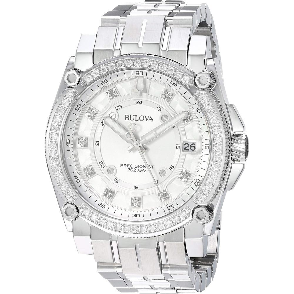 Bulova reloj Icon hombre cronógrafo cuarzo alta precisión diamantes | Plateado