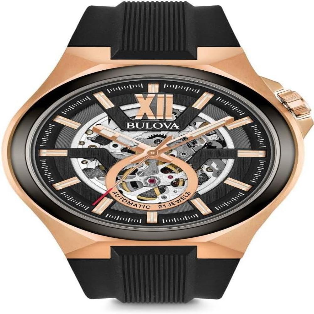 Bulova reloj clásico automático apertura abierta para hombre | Negro