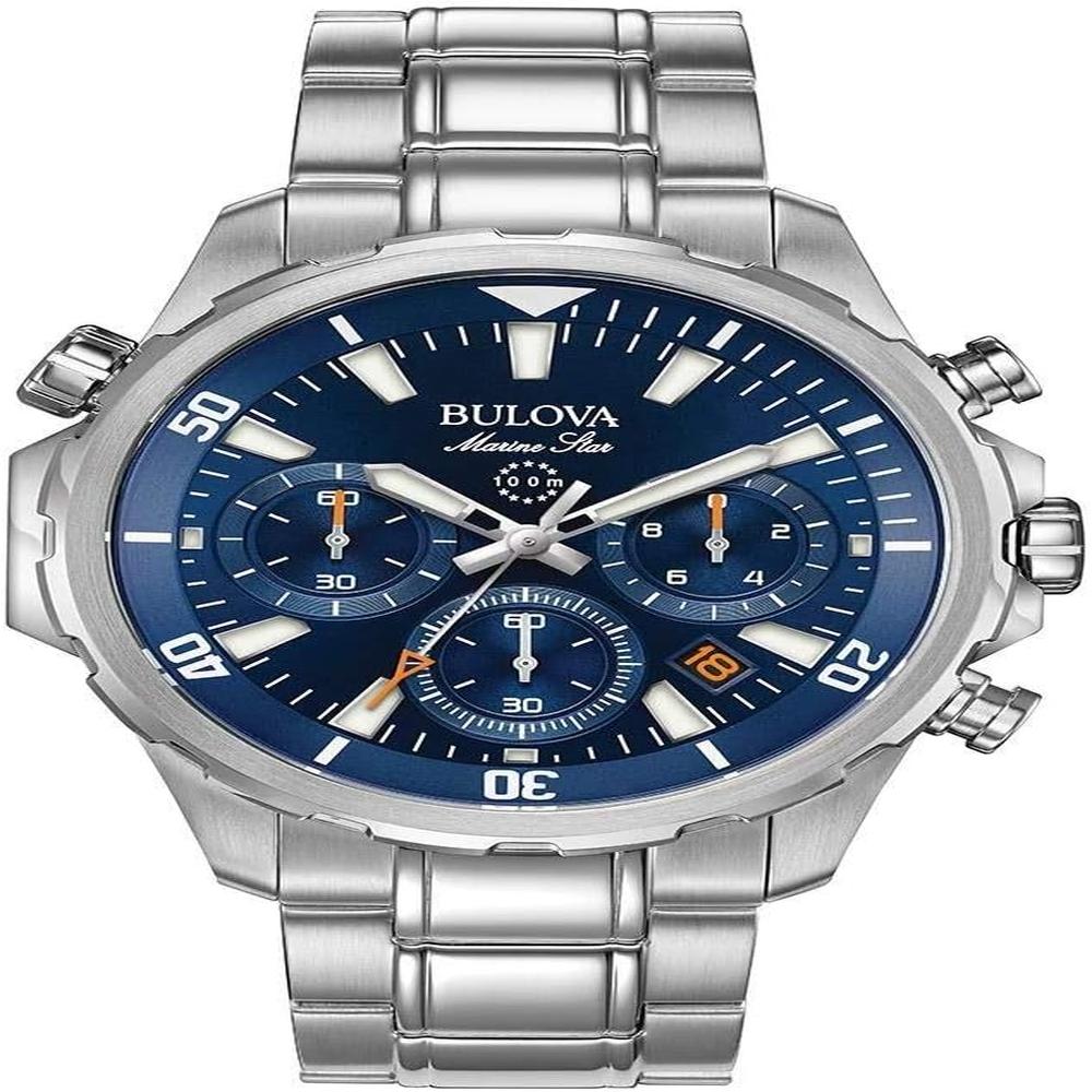 Bulova reloj cronógrafo Marine Star B de cuarzo para hombre con 6 agujas | Plateado