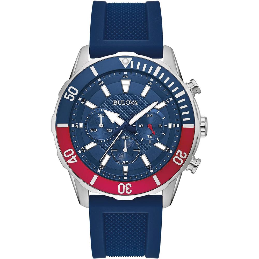 Bulova reloj deportivo hombre cronógrafo 6 agujas correa silicona fecha | Azul