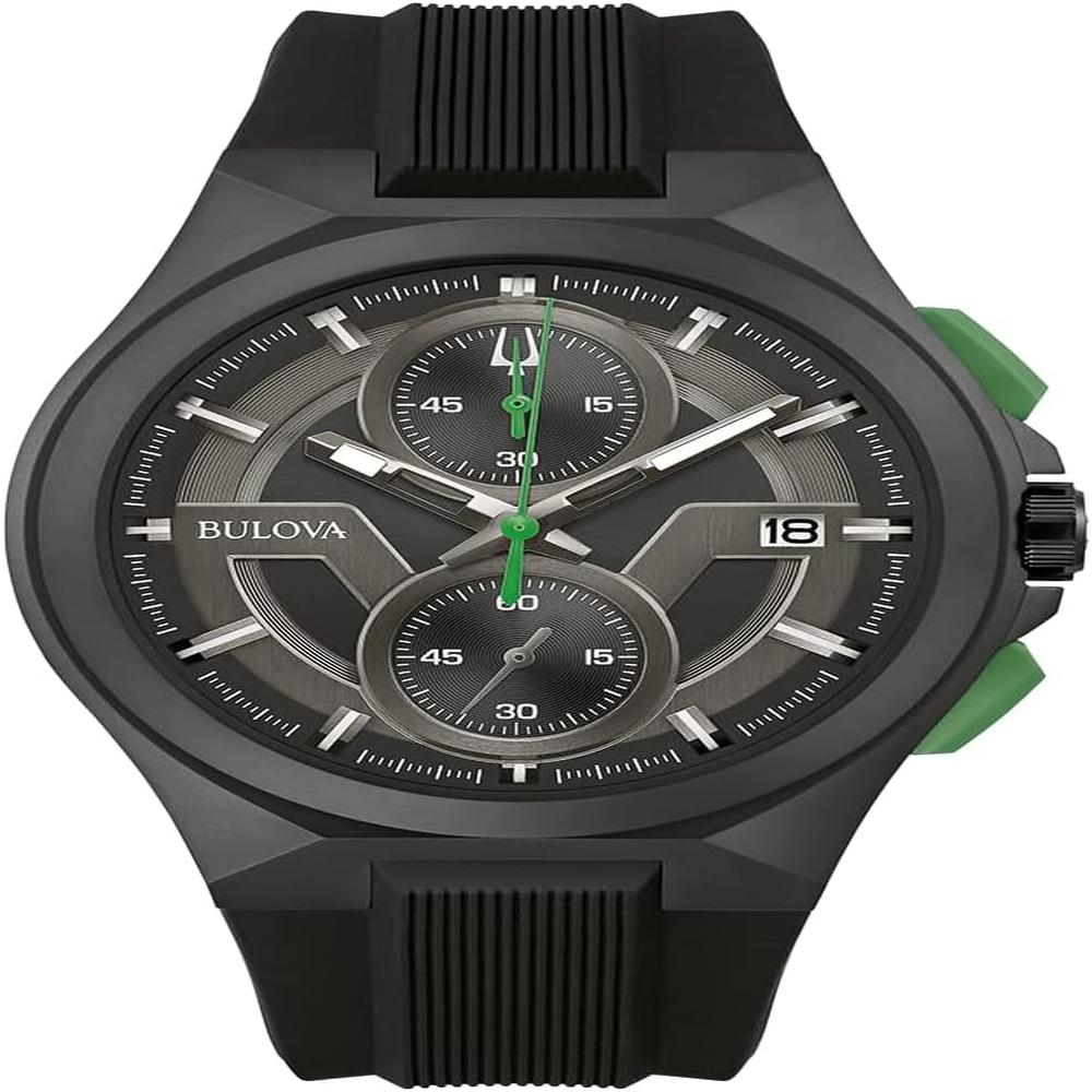 Bulova reloj Maquina Sport hombre cronógrafo 6 agujas, acero silicona | Negro