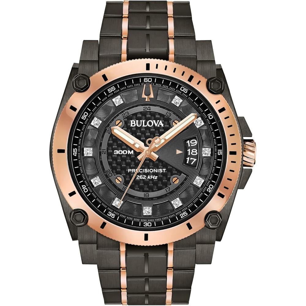 Bulova reloj Icon hombre cuarzo alta precisión diamantes resistente agua | Gris Oscuro